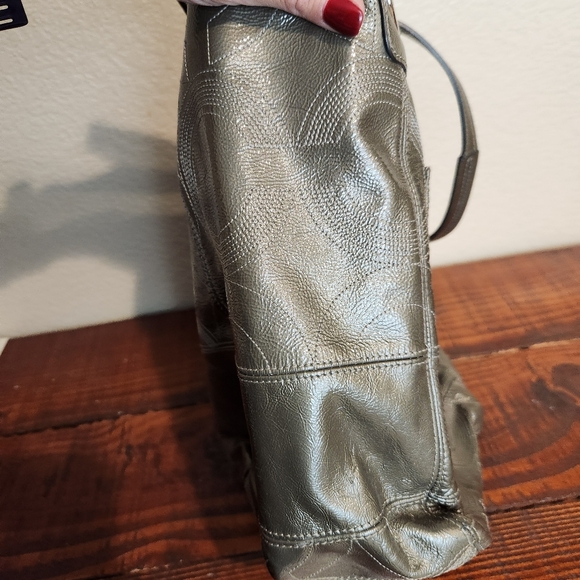 Vintage Y2K COACH Alex Patent Leather Op Art Shoulder Handbag Tote - Picture 12 of 14